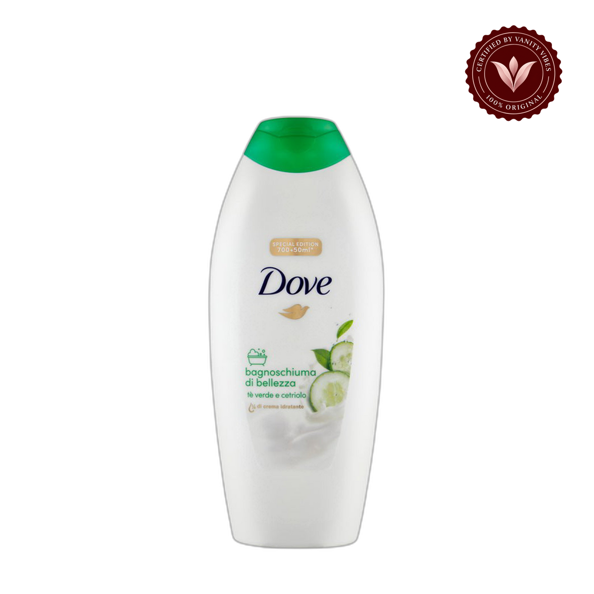 Dove Bagnoschiuma Tè Verde E Cetriolo (Shower Gel) 700 + 50ml — alternate view, transparent background