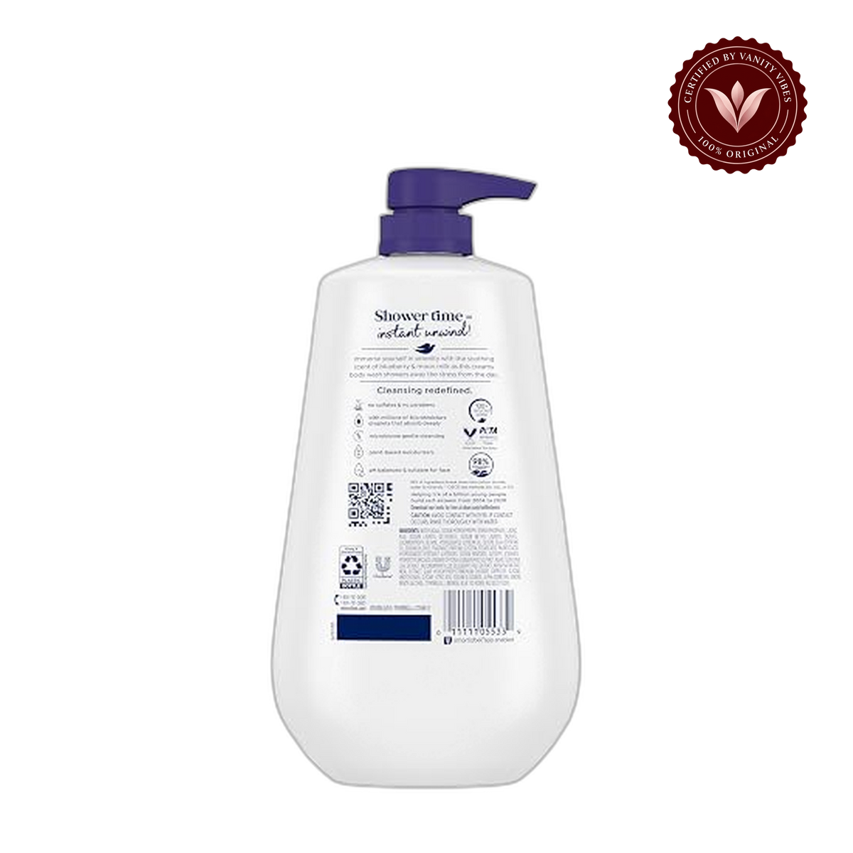 Dove Body Wash Unwind with MicroMoisture, Blueberry & Moon Milk, 30.6 oz 904 ml — front view, transparent background