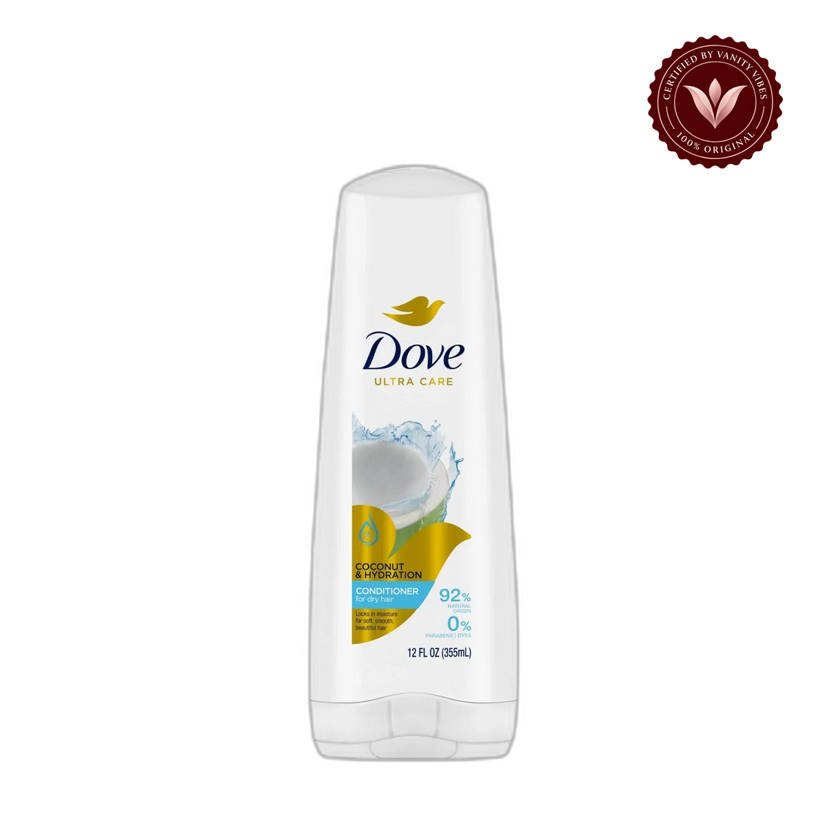 Dove Coconut & Hydration Conditioner - 355ml — front view, transparent background