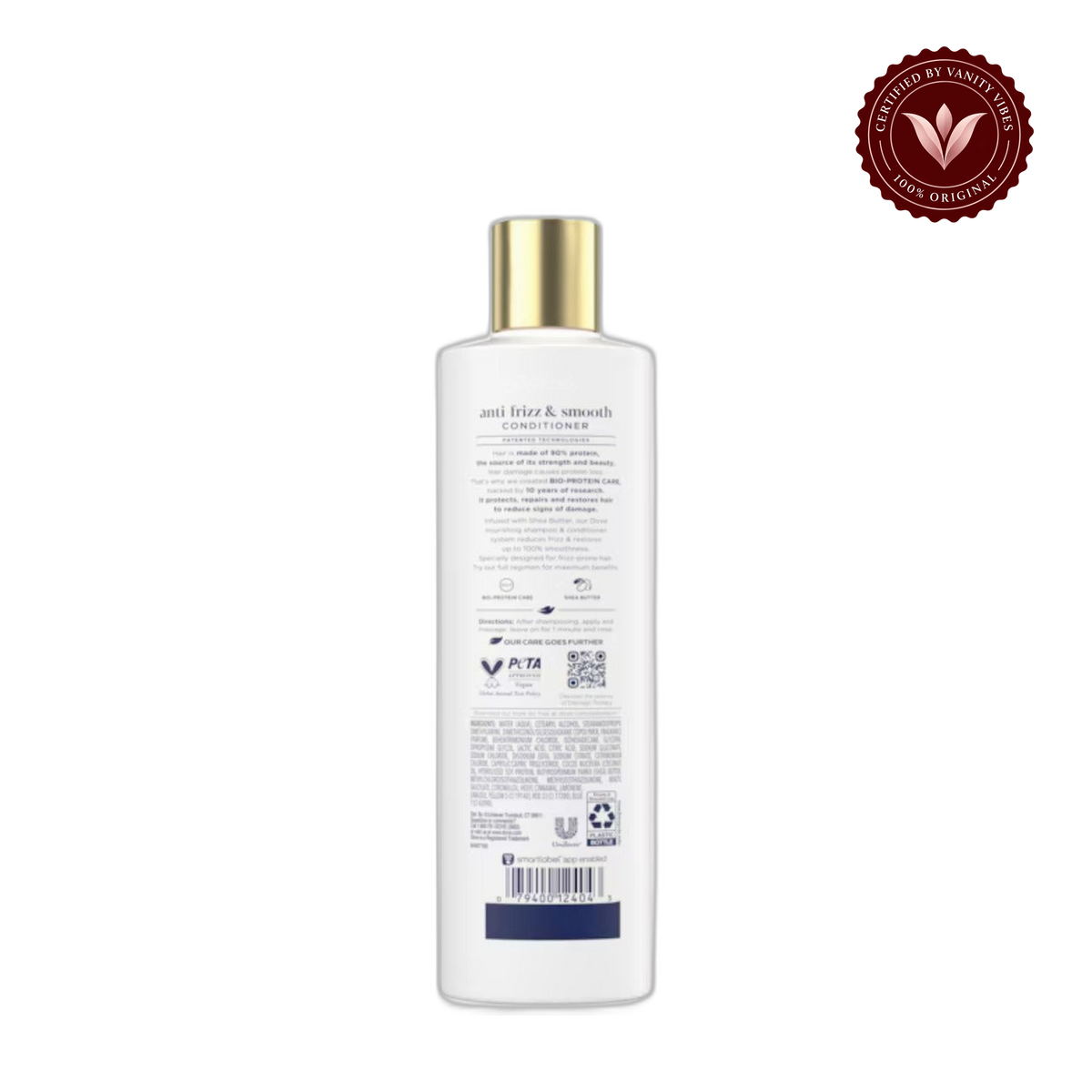 Dove Damage Therapy Anti-Frizz & Smooth Conditioner 355ml - Smoothing Conditioner for Frizzy, Rough & Unmanageable Hair (USA) — alternate view, transparent background