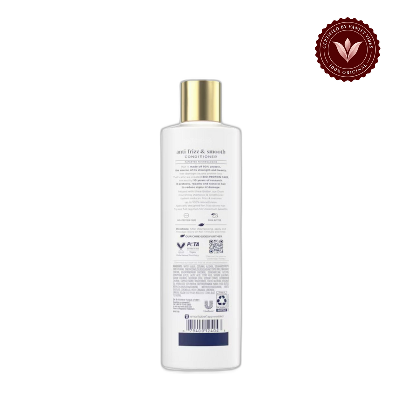 Dove Damage Therapy Anti-Frizz & Smooth Conditioner 355ml - Smoothing Conditioner for Frizzy, Rough & Unmanageable Hair (USA) — alternate view, transparent background