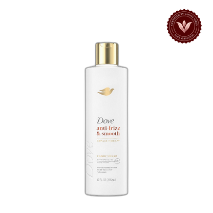 Dove Damage Therapy Anti-Frizz & Smooth Conditioner 355ml - Smoothing Conditioner for Frizzy, Rough & Unmanageable Hair (USA) — front view, transparent background