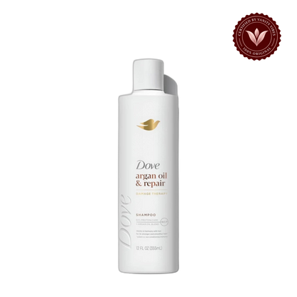 Dove Damage Therapy Argan Oil & Repair Shampoo 355ml - Nourishing Shampoo for Dry, Damaged & Frizzy Hair (USA) — alternate view, transparent background