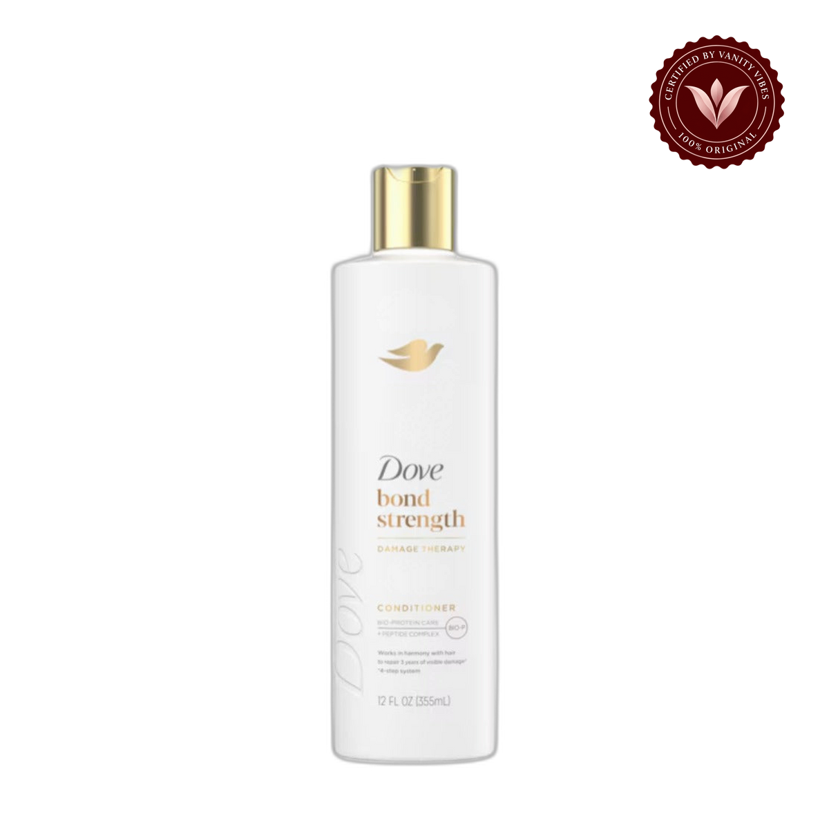 Dove Damage Therapy Bond Strength Conditioner 355ml - Strengthening Conditioner for Weak, Damaged & Breakage-Prone Hair (USA) — alternate view, transparent background