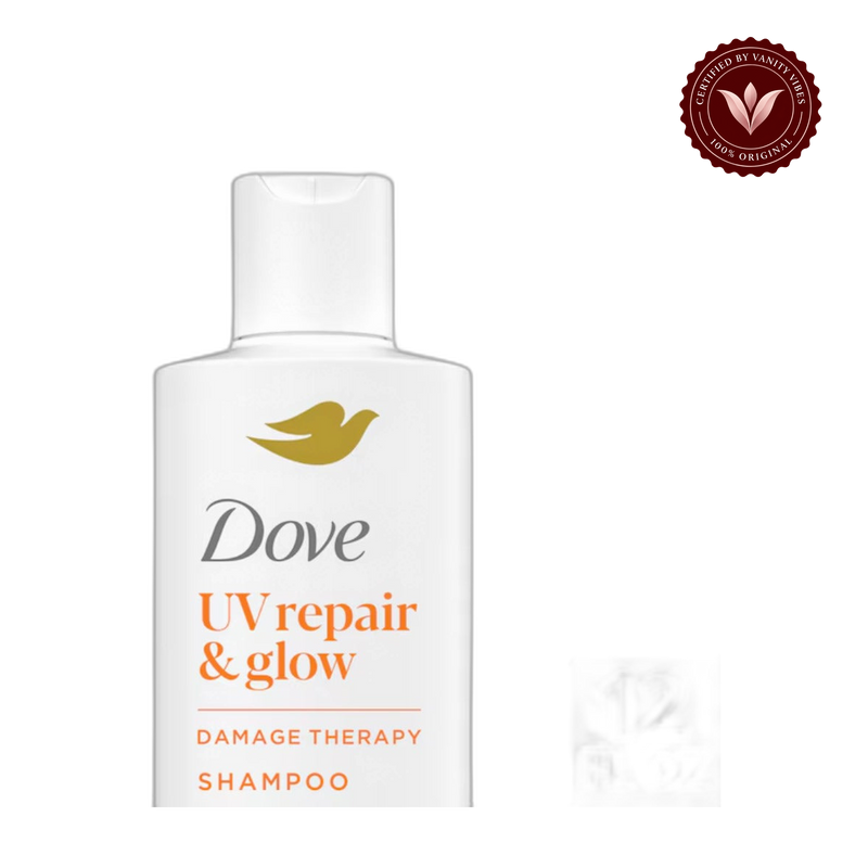 Dove Damage Therapy UV Repair & Glow Shampoo with Bio-Protein Care & Ferulic Acid Serum 355ml (USA) — alternate view, transparent background
