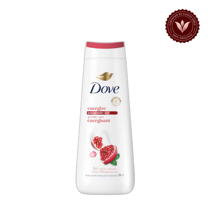 Dove Enrgize Pomegranate + Acai Body Wash 20 fl oz-591ml — front view, transparent background