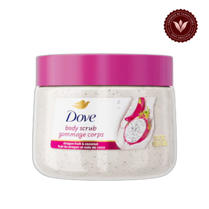Dove Exfoliating Body Scrub Dragon Fruit & Coconut 425g - Gommage Corps Body Polish for Smooth & Soft Skin — alternate view, transparent background