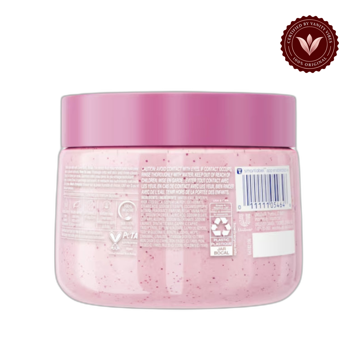 Dove Exfoliating Body Scrub Himalayan Salt & Rose Oil 425g - Gommage Corps Body Polish for Smooth & Soft Skin — front view, transparent background