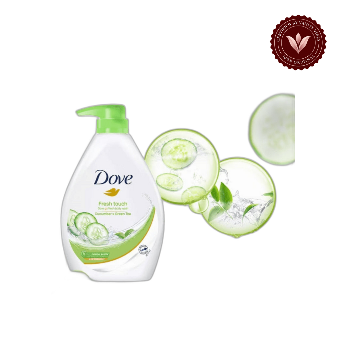 Dove Fresh Touch Refreshing Body Wash 1000g — alternate view, transparent background