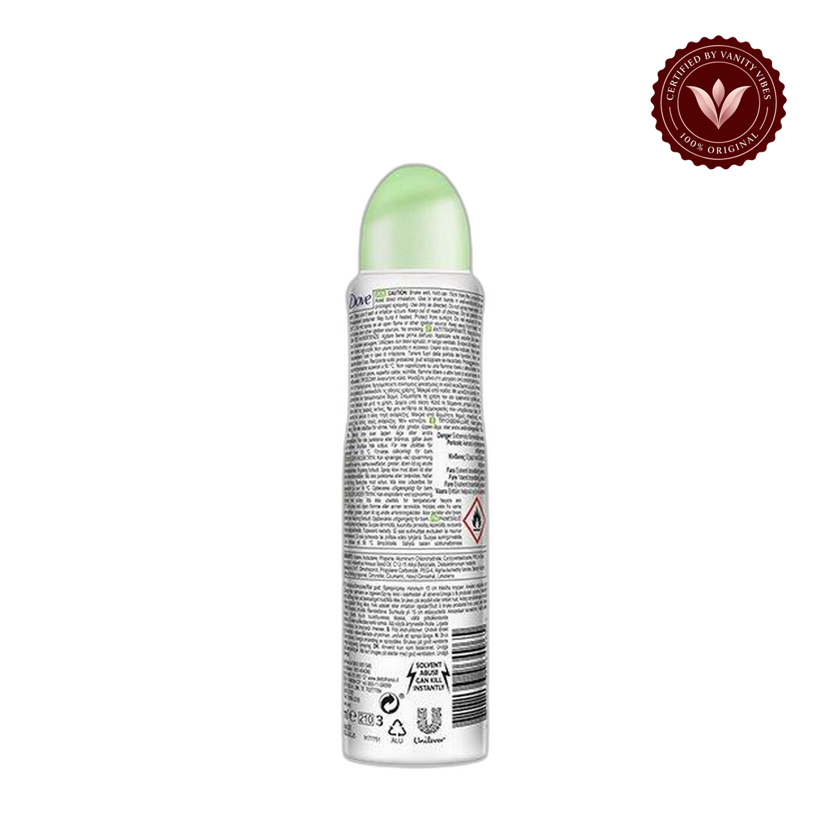 Dove Go Fresh Cucumber & Green Tea Deodorant Spray for Women 150 ml Refreshing Scent & Long-Lasting Protection — front view, transparent background