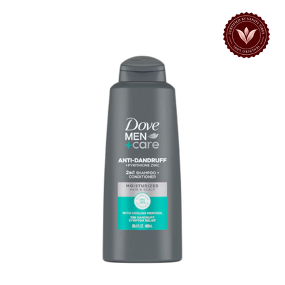Dove Men+Care Anti-Dandruff + Pyrithione Zinc 2-in-1 Shampoo & Conditioner 603ml Moisturizing Hair & Scalp — alternate view, transparent background