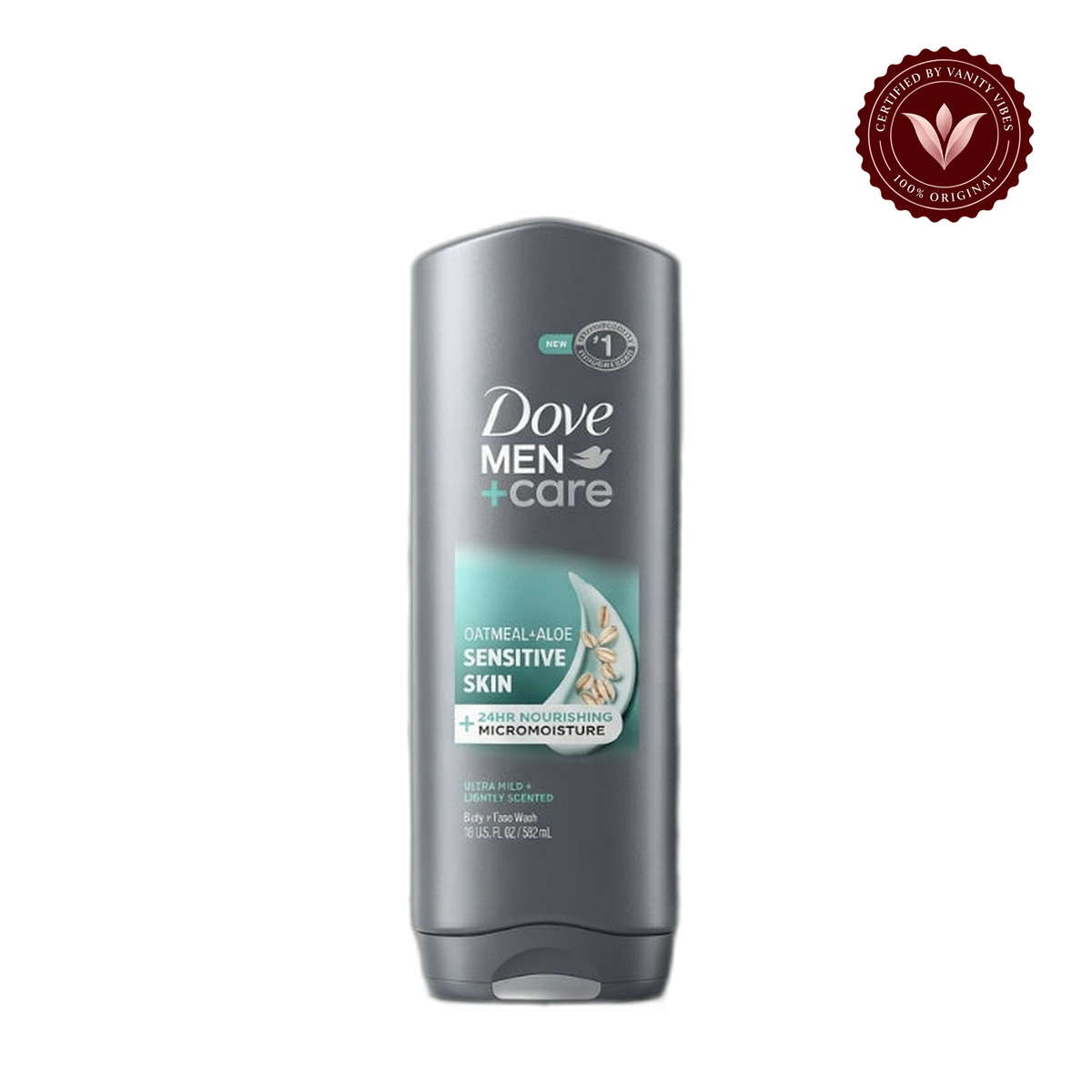 Dove - Men + Care Body & Face Wash Usa Sensitive Skin Oatmeal & Aloe 13.5Oz/400ml — alternate view, transparent background