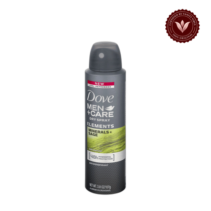 Dove Men + Care Elements Minerals & Sage antiperspirant deodorant spray with 48-hour protection for Men 150ml — alternate view, transparent background
