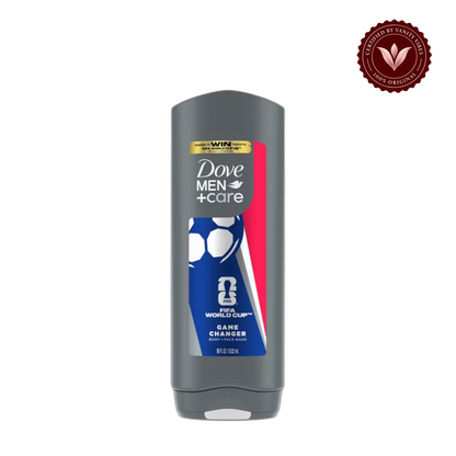 Dove Men+Care Limited Edition FIFA Body Wash for Men Game Changer For Hydrated & Repaired Skin, 13 fl oz 400 ml — front view, transparent background