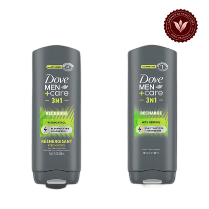 Dove Men+Care Recharge Nourishing 3-in-1 Body Face wash & Hair Wash for Men All Skin 532-ml — alternate view, transparent background