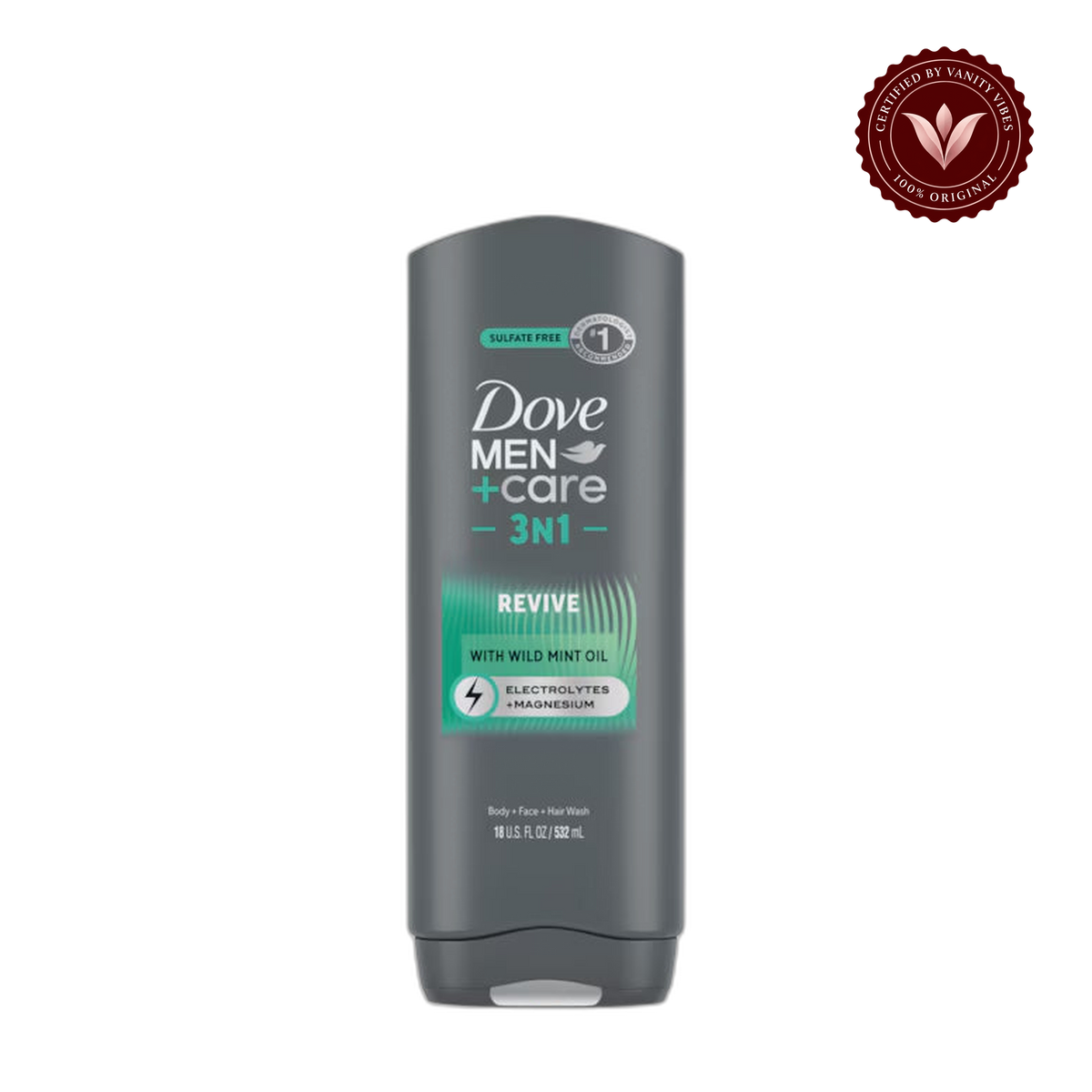 Dove Men+Care Revive Hydrating 3-in-1 Tea Tree Oil Body Wash for Men All Skin-532 ml — alternate view, transparent background