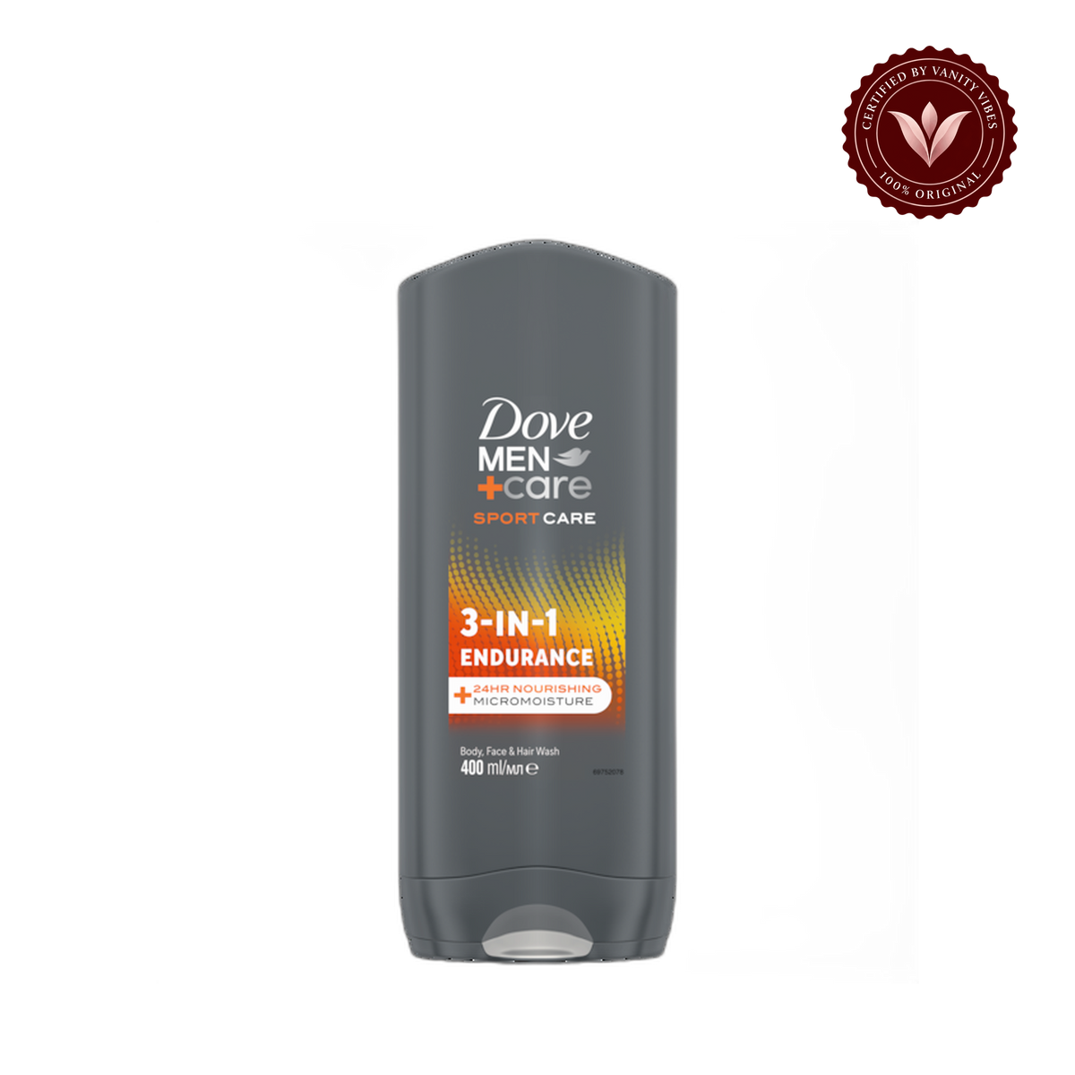 Dove Men+Care Sport Care 3-in-1 Endurance Body Face & Hair Wash 400ml — alternate view, transparent background