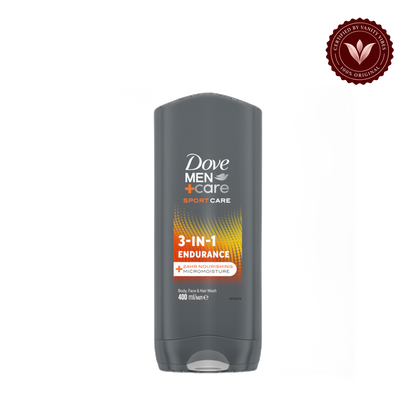 Dove Men+Care Sport Care 3-in-1 Endurance Body Face & Hair Wash 400ml — alternate view, transparent background