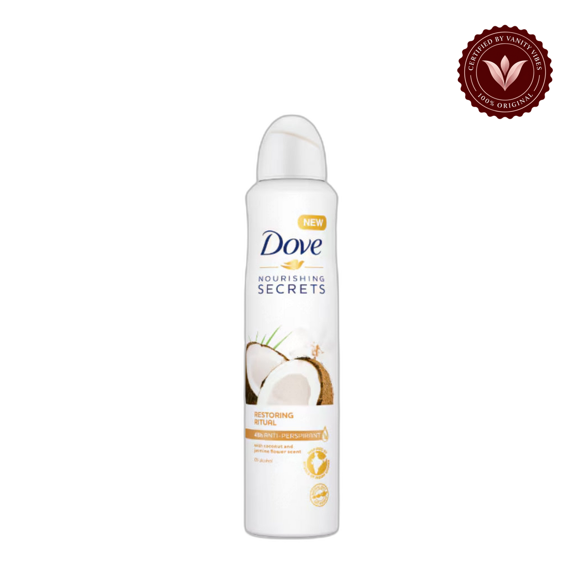 Dove Nourishing Secrets Coconut & Jasmine 48H Deodorant Spray 250ml — alternate view, transparent background