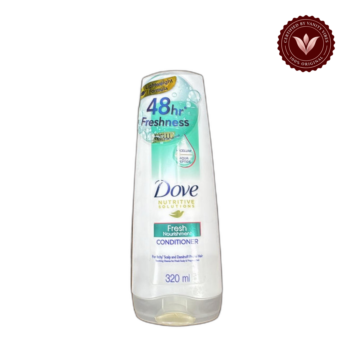 Dove Nutritive Solutions 48hr Freshness Fresh Nourishment Conditioner 320ml — alternate view, transparent background