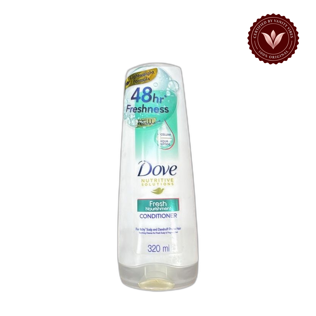 Dove Nutritive Solutions 48hr Freshness Fresh Nourishment Conditioner 320ml — front view, transparent background