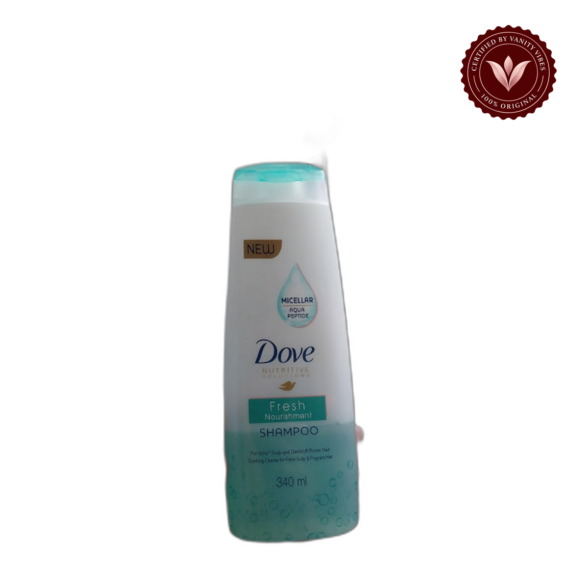 Dove Nutritive Solutions 48hr Freshness Fresh Nourishment Shampoo 340ml — alternate view, transparent background