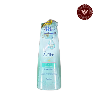 Dove Nutritive Solutions 48hr Freshness Fresh Nourishment Shampoo 340ml — front view, transparent background