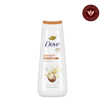 Dove, Pamper Body Wash, Shea Butter + Vanilla, 20 fl oz-591ml — alternate view, transparent background