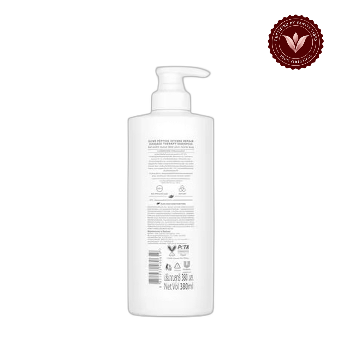Dove Peptide Intense Repair Damage Therapy Shampoo, 380ml, with Advanced Hair Care Formula for Severely Damaged Hai — alternate view, transparent background