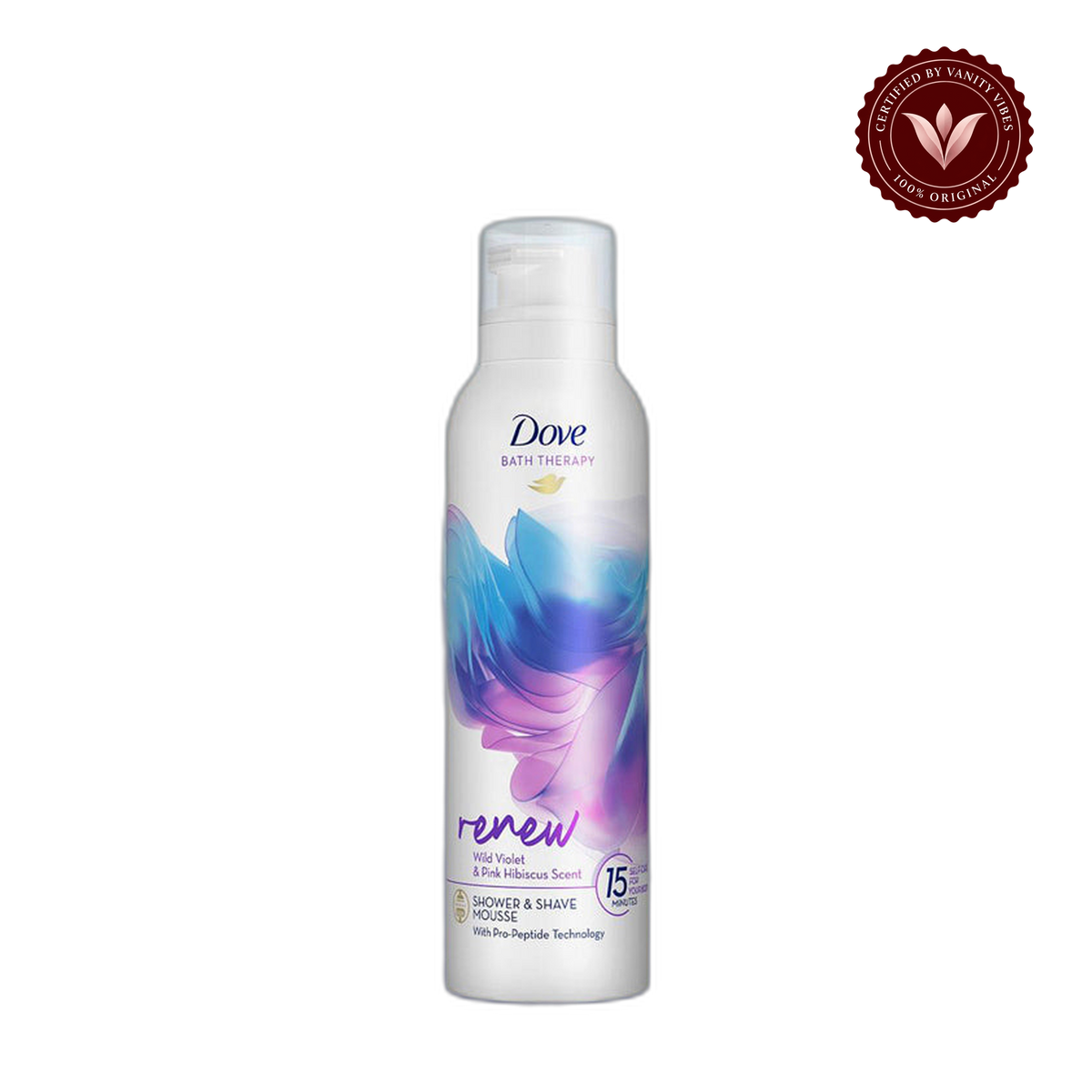 Dove Renew Shower & Shave Mousse Wild Violet & Pink Hibiscus 200ml — alternate view, transparent background
