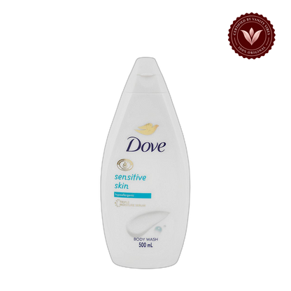Dove Sensitive Skin Hypoallergenic Body Wash 500ml - Triple Moisture Serum for Gentle Care, Soft & Hydrated Skin — alternate view, transparent background