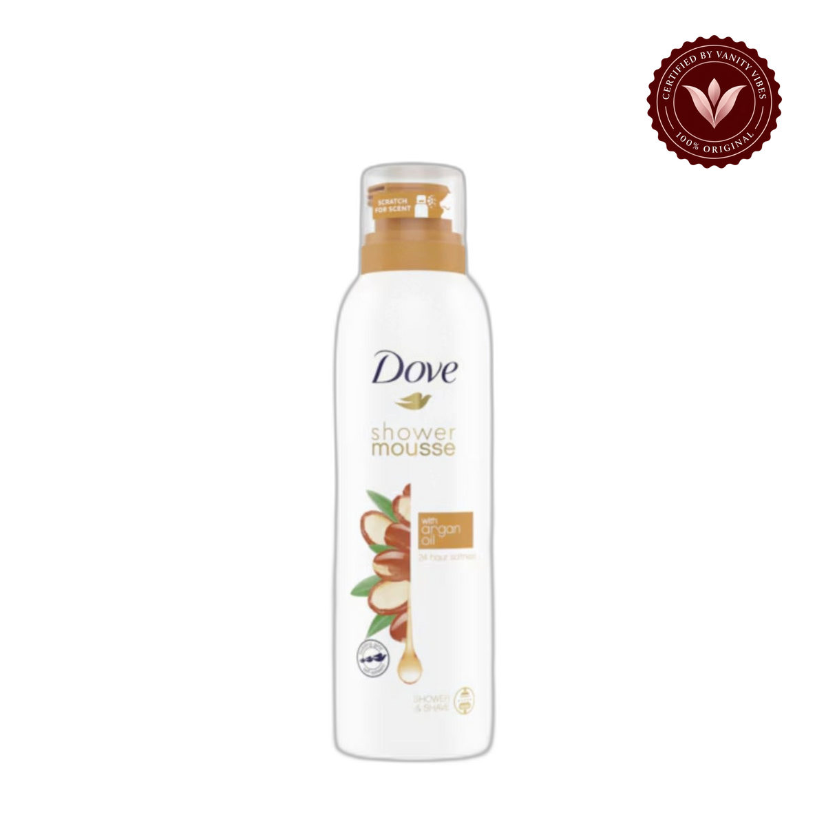 Dove shower mousse with Argan oil 24 hours softness-200ml — alternate view, transparent background