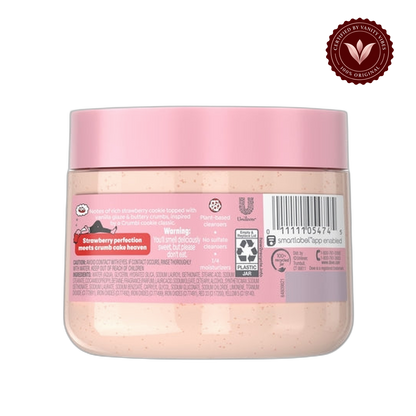 Dove x Crumbl Strawberry Crumb Cake Body Scrub 15oz - Exfoliating Body Polish for Smooth & Soft Skin — alternate view, transparent background
