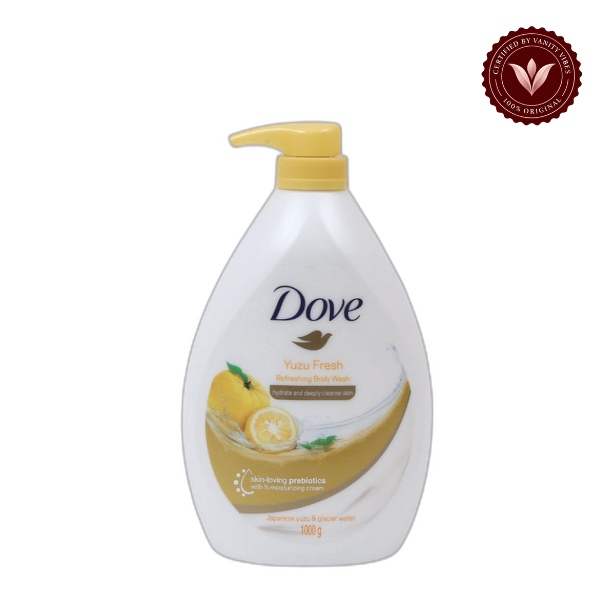 Dove Yuzu Fresh Refreshing Body Wash 1000g — front view, transparent background