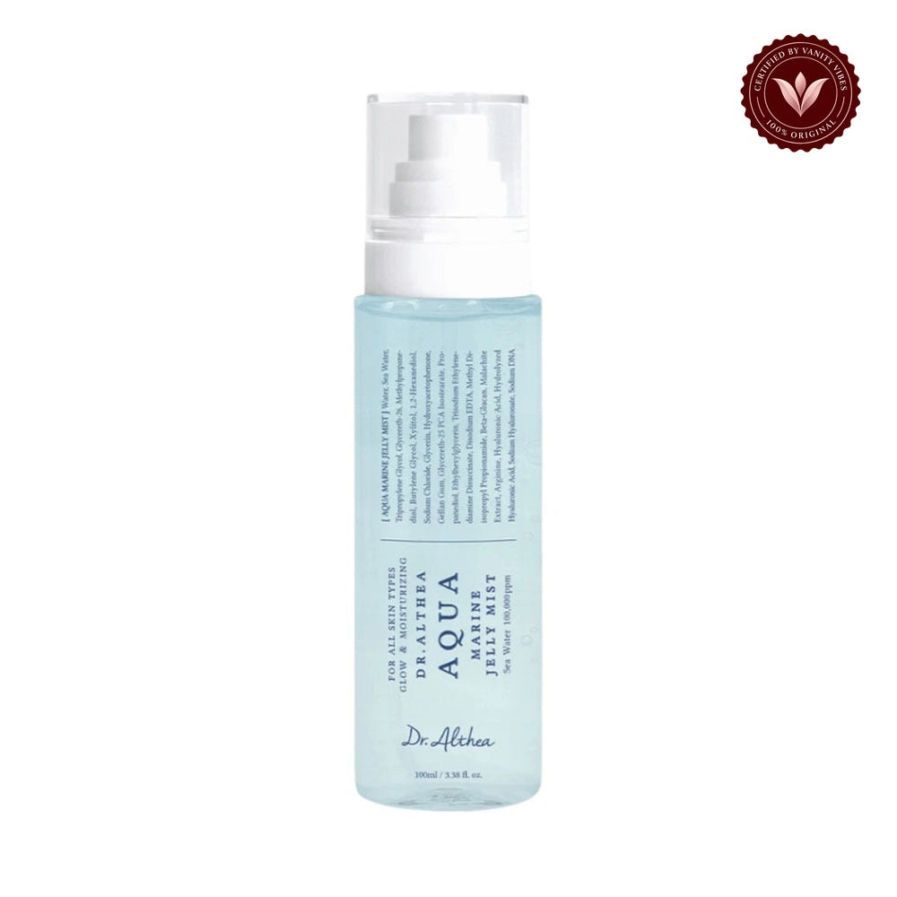 Dr. Althea Aqua Marine Jelly Mist 100 ml front-facing product on white with Vanity Vibes authenticity badge