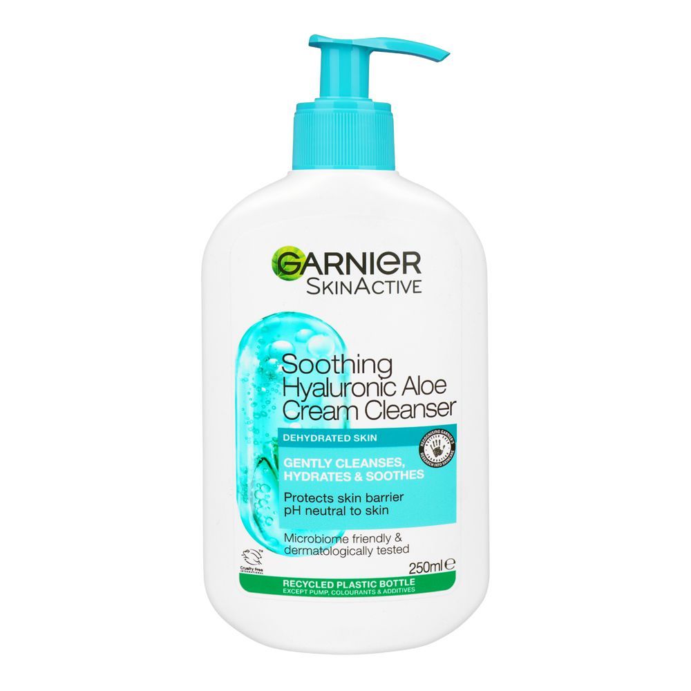 Garnier SkinActive Soothing Hyaluronic Aloe Cream Cleanser pH Neutral 250ml Gentle & Hydrating Face Cleanser