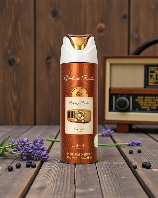 Lattafa Vintage Radio Body Spray 200ml - Long Lasting Bold Fragrance for Men & Women