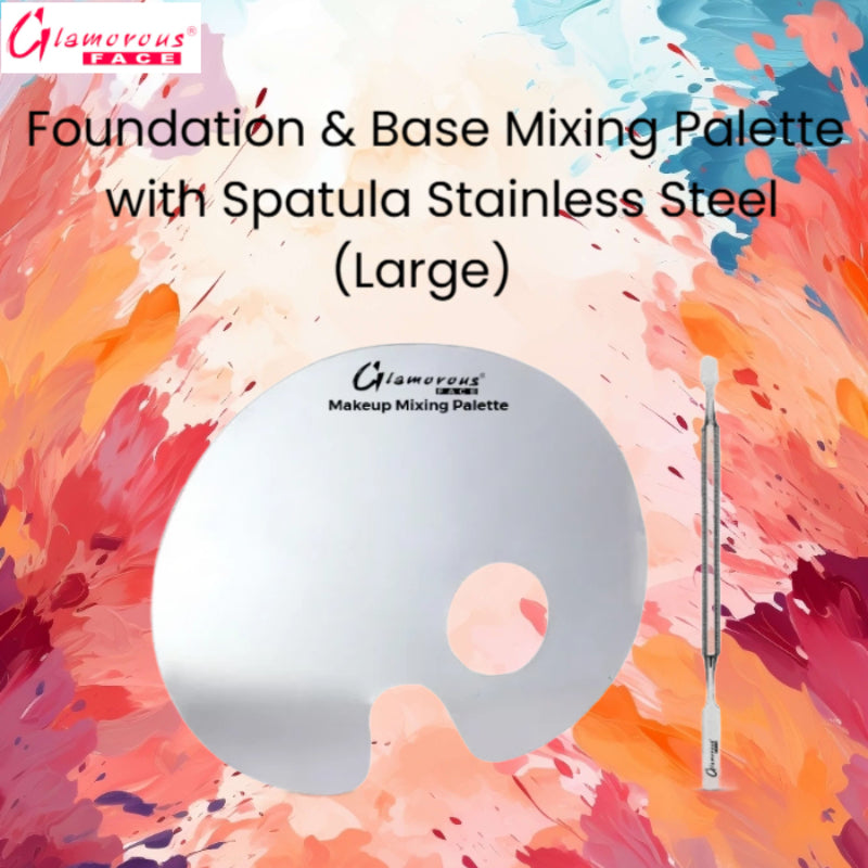 Glamorous Face Foundation & Base Mixing Palette with Spatula Stainless Steel (Large)