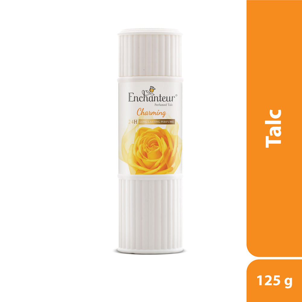 Enchanteur Charming Perfumed Talc Powder 125g - Long Lasting Floral Fragrance Body Powder for Soft Fresh Skin & Odor Protecti
