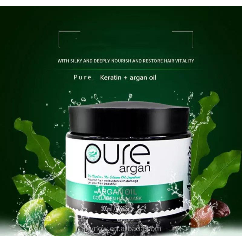 Pure Argan Oil Collagen Hair Mask 500ml Deep Nourishment & Repair for Smooth, Shiny Hair