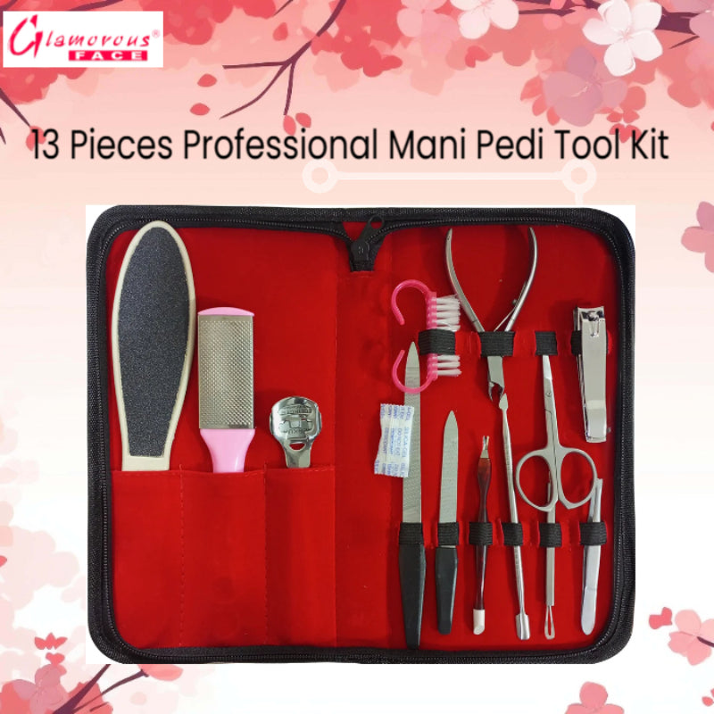 Glamorous Face 13 Pieces Professional Mani Pedi Tool Kit