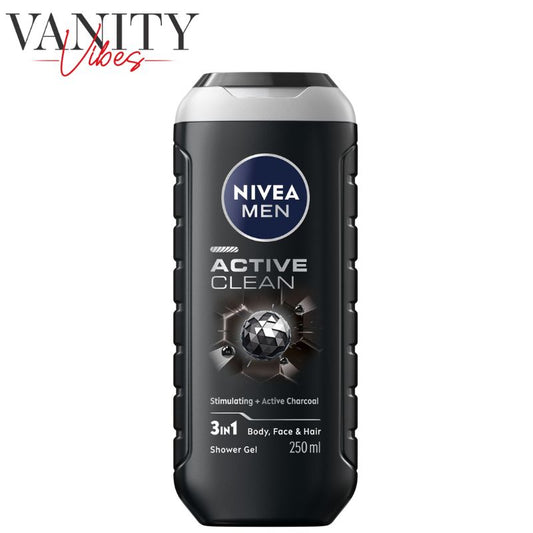 Nivea Men Active Clean 24H Fresh Effect 3-In-1 Shower Gel For Body, Face & Hair 250ml