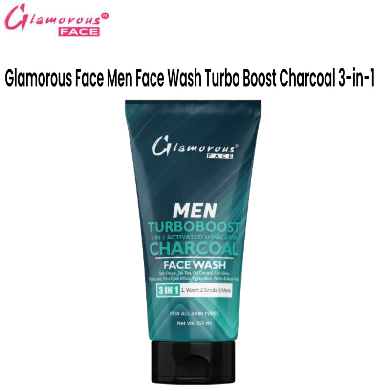 Glamorous Face Men Face Wash Turbo Boost Charcoal 3-in-1