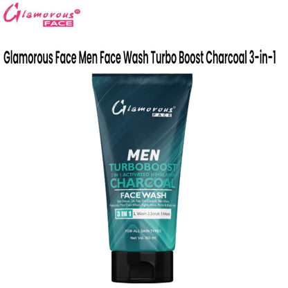 Glamorous Face Men Face Wash Turbo Boost Charcoal 3-in-1