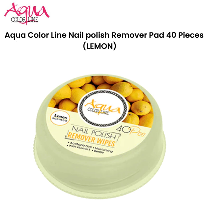 Aqua Color Line Nail polish Remover Pad 40 Pieces (Lemon)
