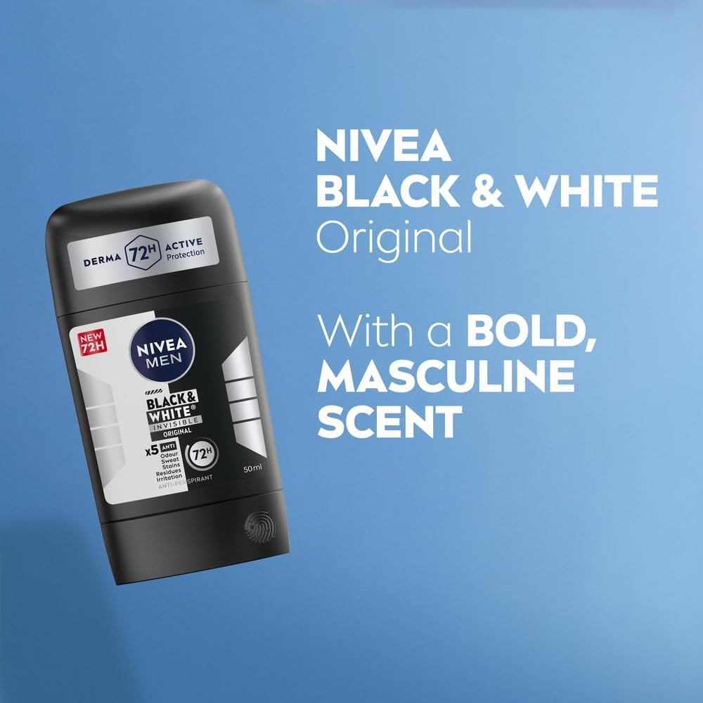 Nivea Men Black & White Invisible Original 72H Deodorant Stick Anti-Perspirant 50ml