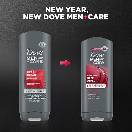Dove Men+Care Exfoliating Deep Clean Body + Face Wash 13.5 FL OZ (400ml)