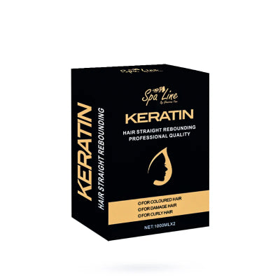 Spa Line By Glamorous Face Keratin Professional Hair Straight Rebounding – For Colored, Damaged, and Curly Hair 1000ml x2