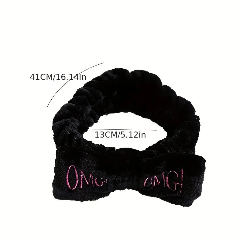 OMG Letter Facial Hair Band Bow Knotted (PINK)