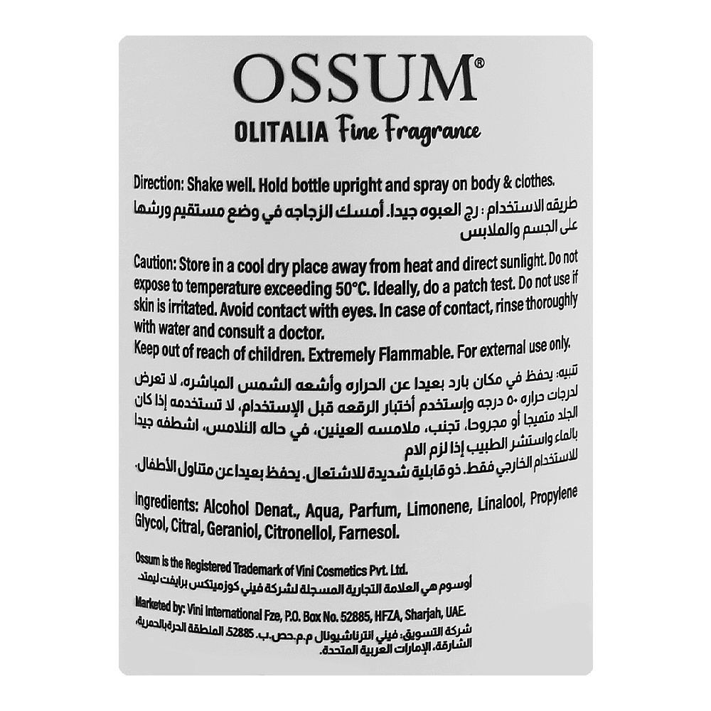 Ossum Love Spell Body Mist 250ml Long-Lasting Sweet & Romantic Fragrance
